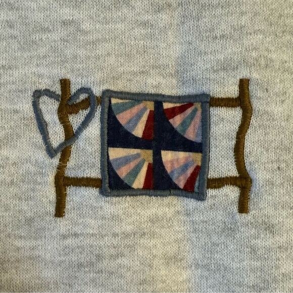 VTG Pastoral Amish Corn Quilt Santee Handmade Embroidered Sweatshirt Sz Unisex S - Picture 11 of 12